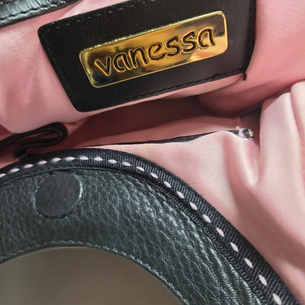Vtg Vanessa Zebra Print calfhair & pebbled leather Hobo Handbag Wood Handle